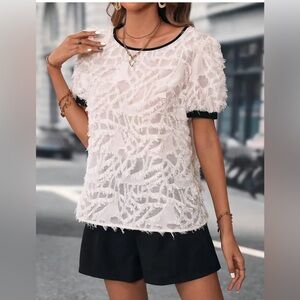 Pretty Eyelash Contrast Top